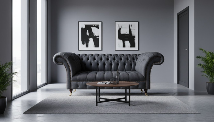 Chesterfield Zwarte Zitbank Designer Banken Moderne Sofa's