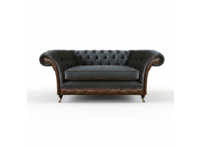 Bruin-grijze Chesterfield fauteuil woonkamer zitstoel textiel meubelen