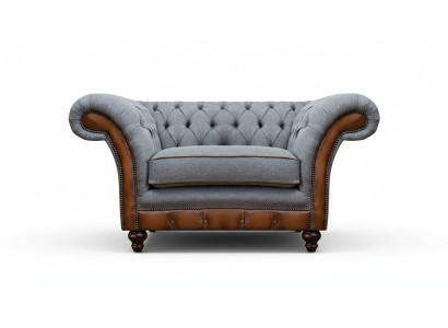 Chesterfield lichtgrijze fauteuil designer stoffen stoel textiel meubelen