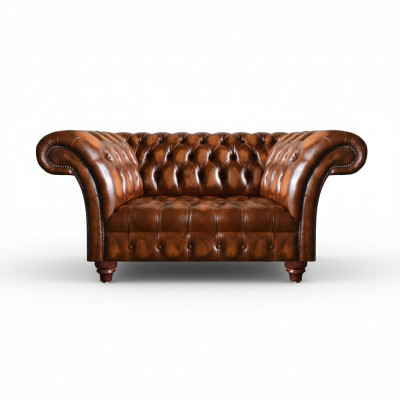 Edler Chesterfield Bruin Lederen Driezitsbank Woonkamer Zitbanken Nieuw