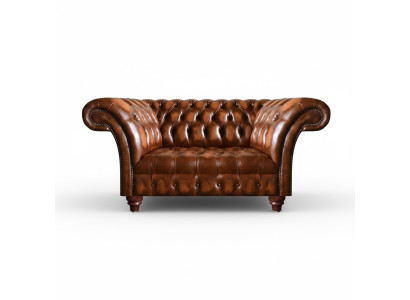 Edler Chesterfield Bruin Lederen Driezitsbank Woonkamer Zitbanken Nieuw