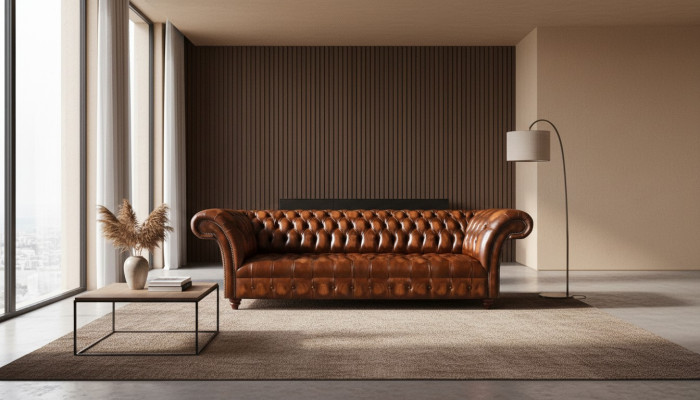 Chesterfield Lederen Sofa Bruin Kunstleren Bank Designer Edele Zitmeubelen