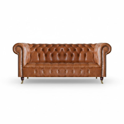 Chesterfield lederen zitmeubel bruine driezitter woonkamer edele sofa's