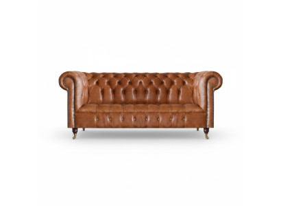 Chesterfield lederen zitmeubel bruine driezitter woonkamer edele sofa's