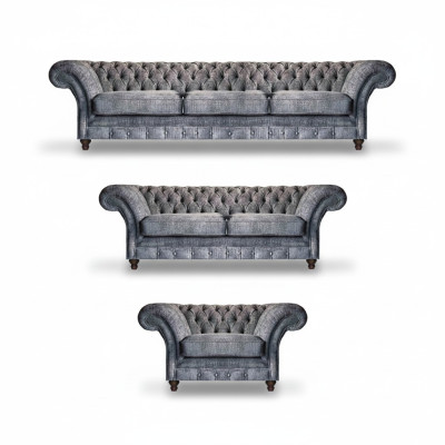 Chesterfield grijze textielgarnituur woonkamersofa's designerbanken
