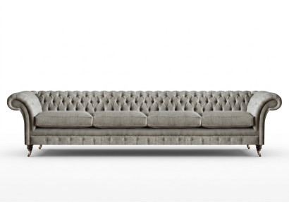 Lichtgrijze Chesterfield gestoffeerde sofa Designer 4-zitstextiel meubels.