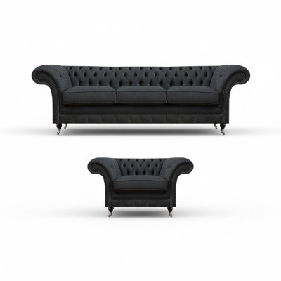 Chesterfield gestoffeerde zitbank designer 3-zits stijlvolle leunstoel.