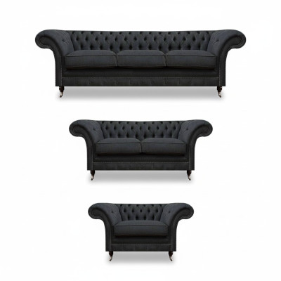 Elegante grijze Chesterfield woonkamerbanken designer sofa's 3-delige set