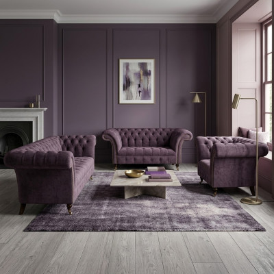Chesterfield Lila Textielbanken Designer Beklede Banken 3-delige Set