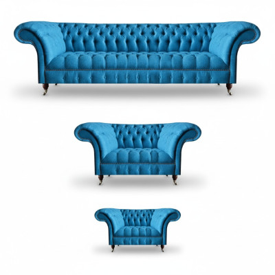 Himmelblauwe Chesterfield Set Luxe Meubelen Designer Banken