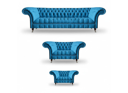 Himmelblauwe Chesterfield Set Luxe Meubelen Designer Banken