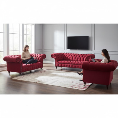 Edle Chesterfield roze zitgroep woonkamer designer textiel banken