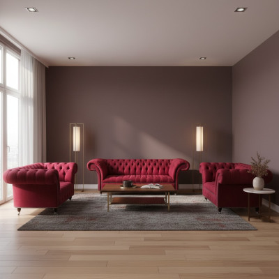 Edle Chesterfield roze zitgroep woonkamer designer textiel banken