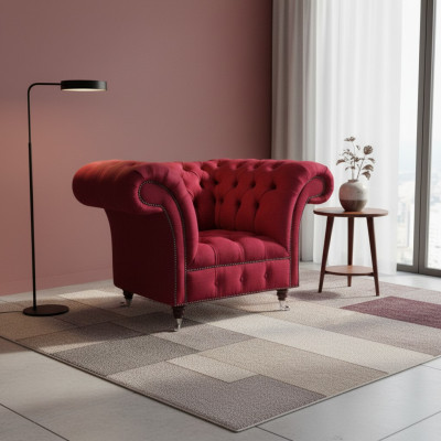 Chesterfield fauteuil roze designer zitelement luxe zitmeubel textiel woonkamer