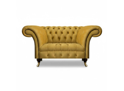 Chesterfield Designer Tweezitsbank Sofa Woonkamer Luxe Geel Bekleed Sofa