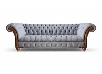 Lichtgrijze Chesterfield gestoffeerde bank woonkamer designer 4-zits bank