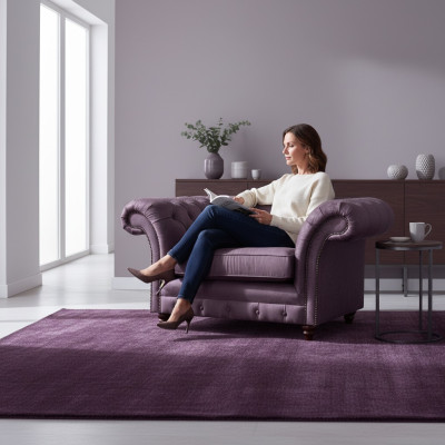 Chesterfield Lila Fauteuil Woonkamer Textiel Eenzitter Elegante 1-Zits