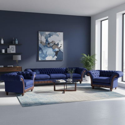 Designer woonkamer Chesterfield bankstel luxe sofa's fauteuil 3-delig.