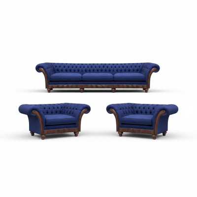 Designer woonkamer Chesterfield bankstel luxe sofa's fauteuil 3-delig.