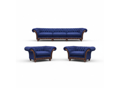 Designer woonkamer Chesterfield bankstel luxe sofa's fauteuil 3-delig.