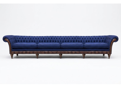 Blauwe Chesterfield Woonkamer Vierzitter Sofa Exclusieve Zitmeubelen