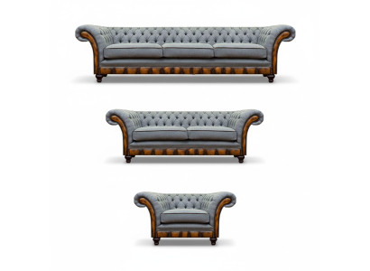 Chesterfield lichtgrijze gestoffeerde meubels woonkamer bankstel elegant set