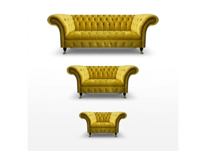 Woonkamer Gele Chesterfield Banken Set Moderne 3-delige Bekleding Set