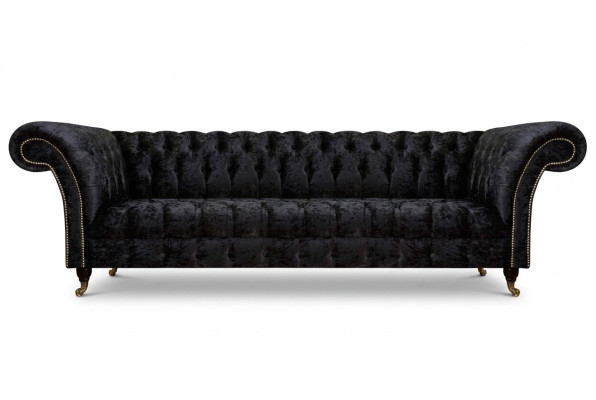 Chesterfield Moderne Zwarte Vierzitter Elegante Gestoffeerde Meubels 4-Zitter