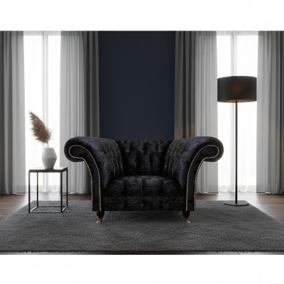 Chesterfield gestoffeerde fauteuil Zwarte eenzitter Luxueuze leunstoel
