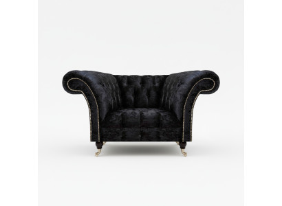 Chesterfield gestoffeerde fauteuil Zwarte eenzitter Luxueuze leunstoel