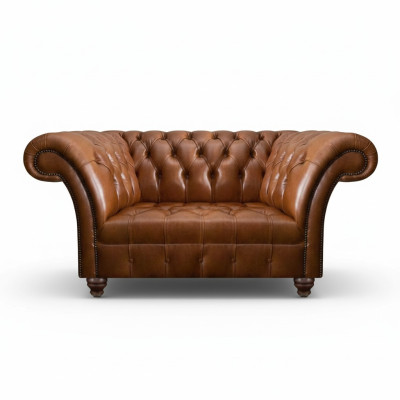 Bruine Chesterfield leren tweezits ontwerpers bank van kunstleer 2-zits sofa