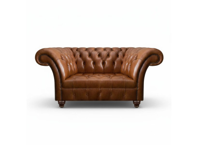 Bruine Chesterfield leren tweezits ontwerpers bank van kunstleer 2-zits sofa