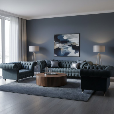 Chesterfield grijze bankstel design banken luxe eenzitter