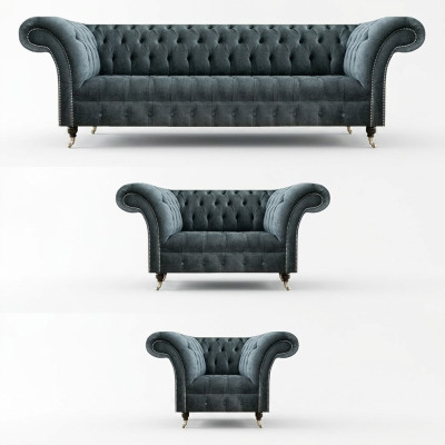 Chesterfield grijze bankstel design banken luxe eenzitter