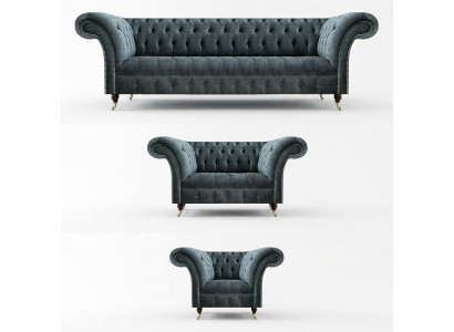 Chesterfield grijze bankstel design banken luxe eenzitter