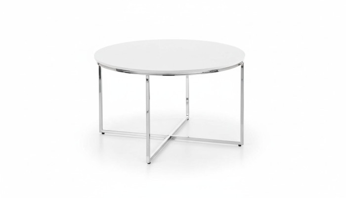 Luxe witte salontafel poten van wit metaal zilverkleurig woonkamer nieuw