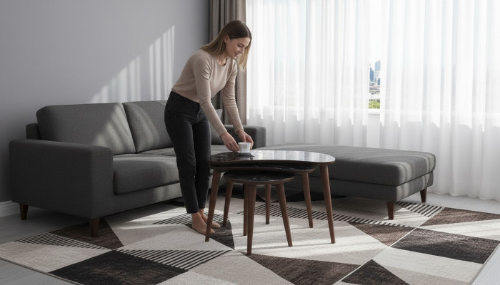 Salontafels 3-delige set van zwart hout, luxe woonkamertafelset