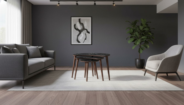 Salontafels 3-delige set van zwart hout, luxe woonkamertafelset