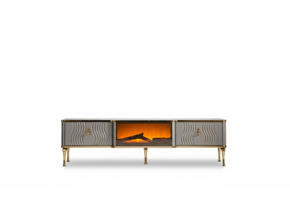 Wit TV-audio-meubel met gouden MDF-spaanplaat + metalen woonkamer TV-meubels