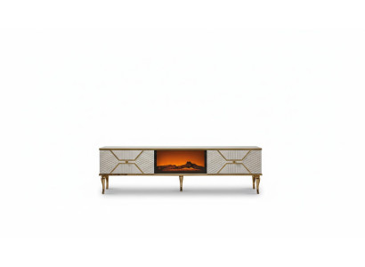Luxe tv-meubel met witgouden frame van MDF Metaal Wit