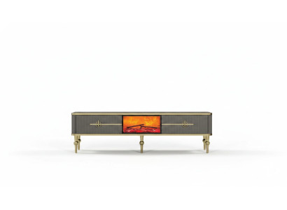Woonkamer TV-Lowboard grijs open haard RTV dressoir metaal + MDF Exclusief.