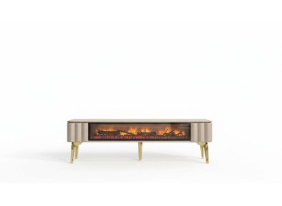 Sideboard RTV woonkamer luxe meubels open haard Beige MDF metaal Lowboard