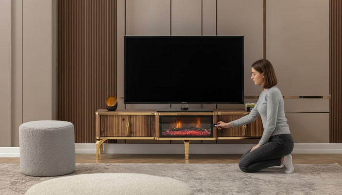 Luxe schoorsteenmantel tv-meubel woonkamer laag tv-meubel hout bruin dressoir