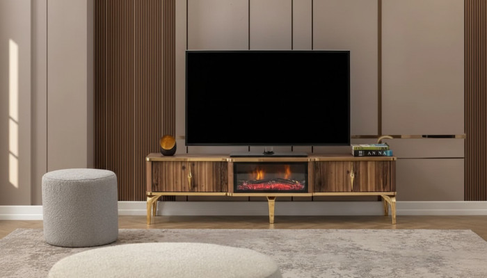 Luxe schoorsteenmantel tv-meubel woonkamer laag tv-meubel hout bruin dressoir