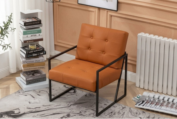 Woonkamer fauteuil Oranje Nieuwe luxe metalen poten Stoffering van textiel