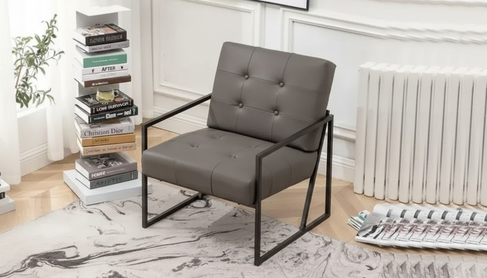 Woonkamer fauteuil Donkergrijs 1-zits Metalen poten + Textielbekleding