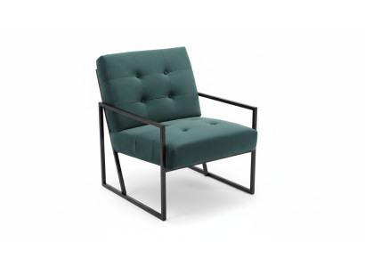 Donkergroene fauteuil woonkamer textiel + metalen poten Luxe meubels Nieuw