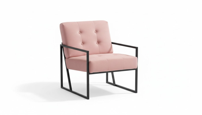 Comfortabele fauteuil 1-zits woonkamer roze textiel bekleding metalen poten