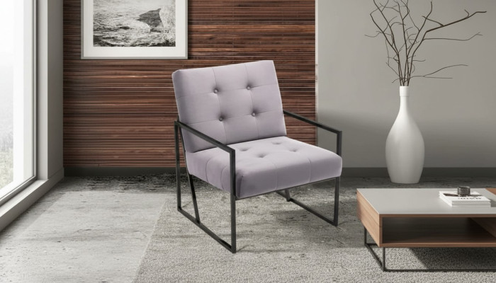Woonkamer fauteuil Paarse kleur Metalen poten Textiel 1-zits Chesterfield