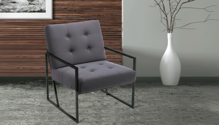 Grijze Chesterfield fauteuil met houten frame Luxe woonkamer meubels 1-zits